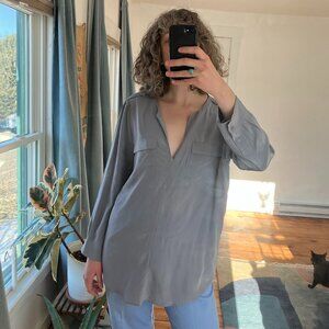 100% silk Joie gray longsleeve blouse size L
